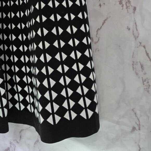 Anthropologie Dress Womens Medium Black White Knit Sweater Geo Dot Akemi - Picture 4 of 12